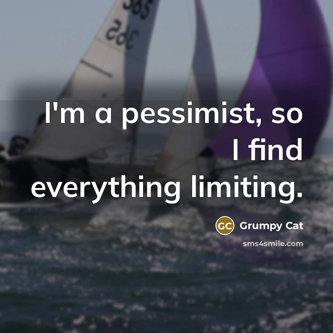 “I'm a pessimist, so I find everything limiting.” quote by Grumpy Cat