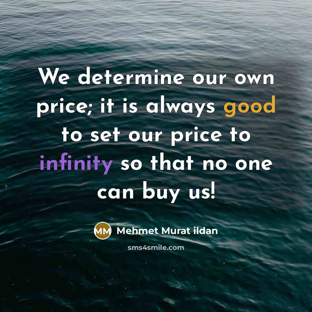 “We determine our own price; it is always good to set our price to infinity so that no one can buy us!” quote by Mehmet Murat Ildan