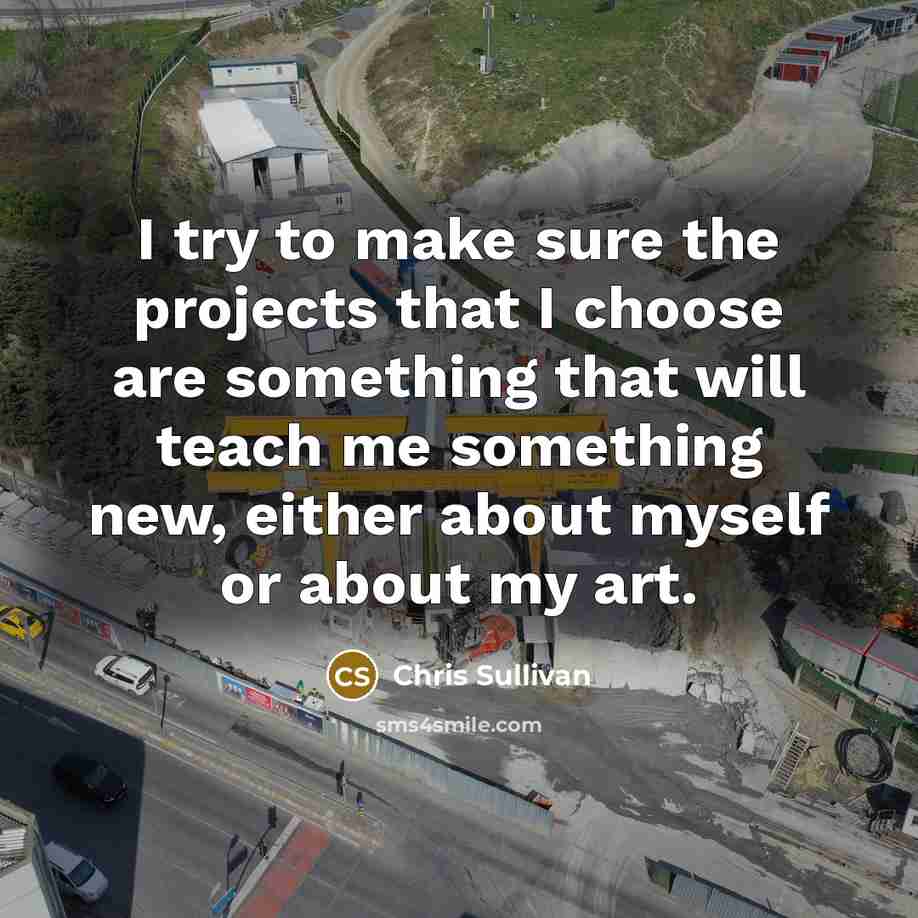 “I try to make sure the projects that I choose are something that will teach me something new, either about myself or about my art.” quote by Chris Sullivan