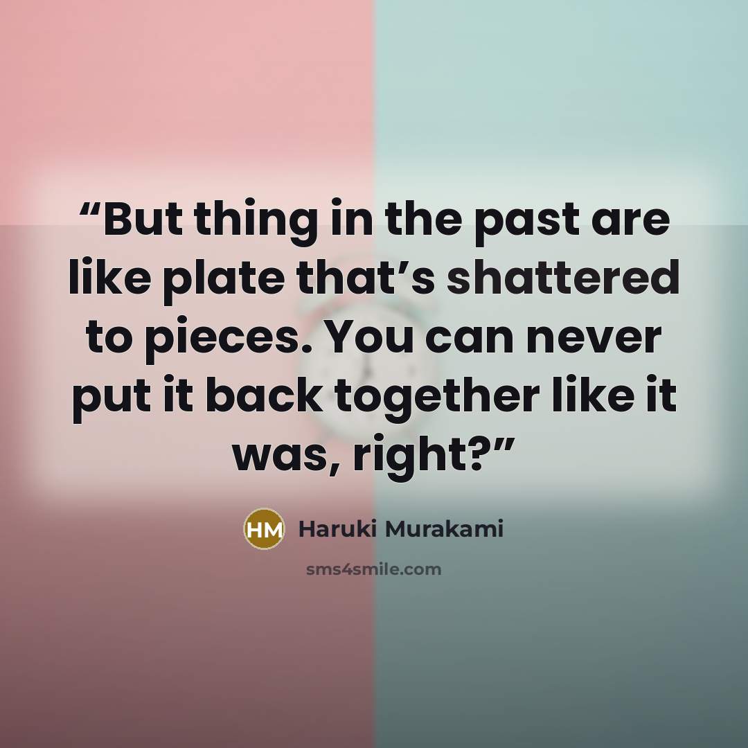 “But thing in the past are like plate that’s shattered to pieces. You can never put it back together like it was, right?” quote by Haruki Murakami