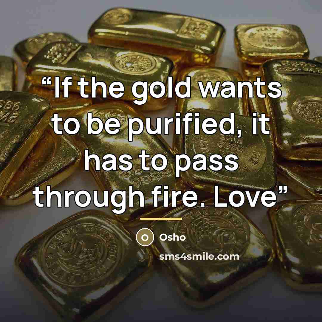 “If the gold wants to be purified, it has to pass through fire. Love” quote by Osho
