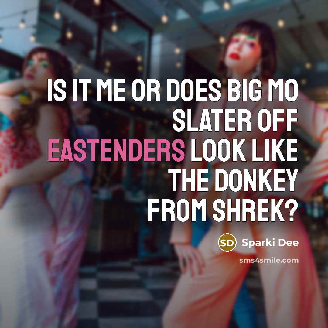“Is it me or does Big Mo Slater off Eastenders look like the donkey from Shrek?” quote by Sparki Dee