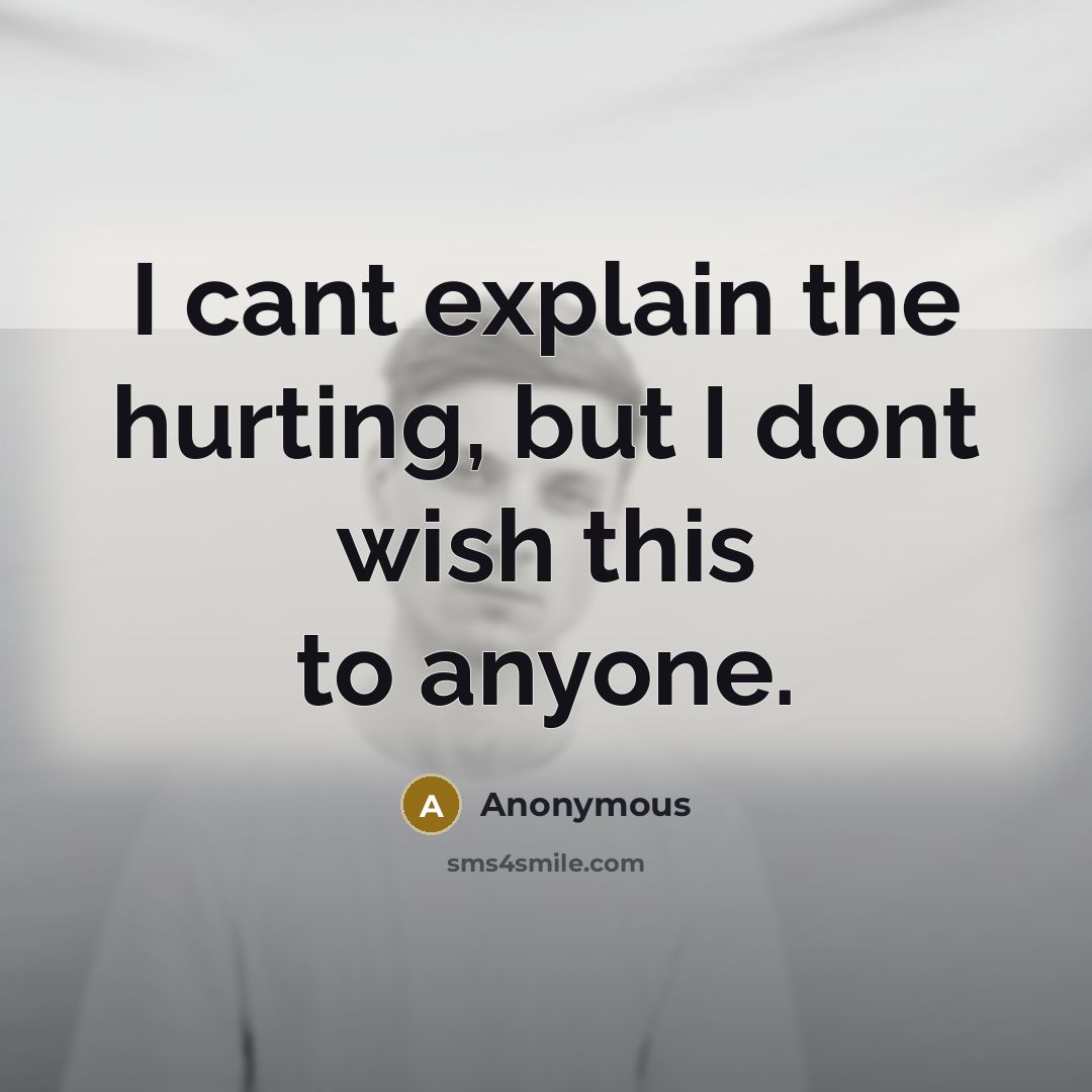 “I cant explain the hurting, but I dont wish this to anyone.” quote by Anonymous