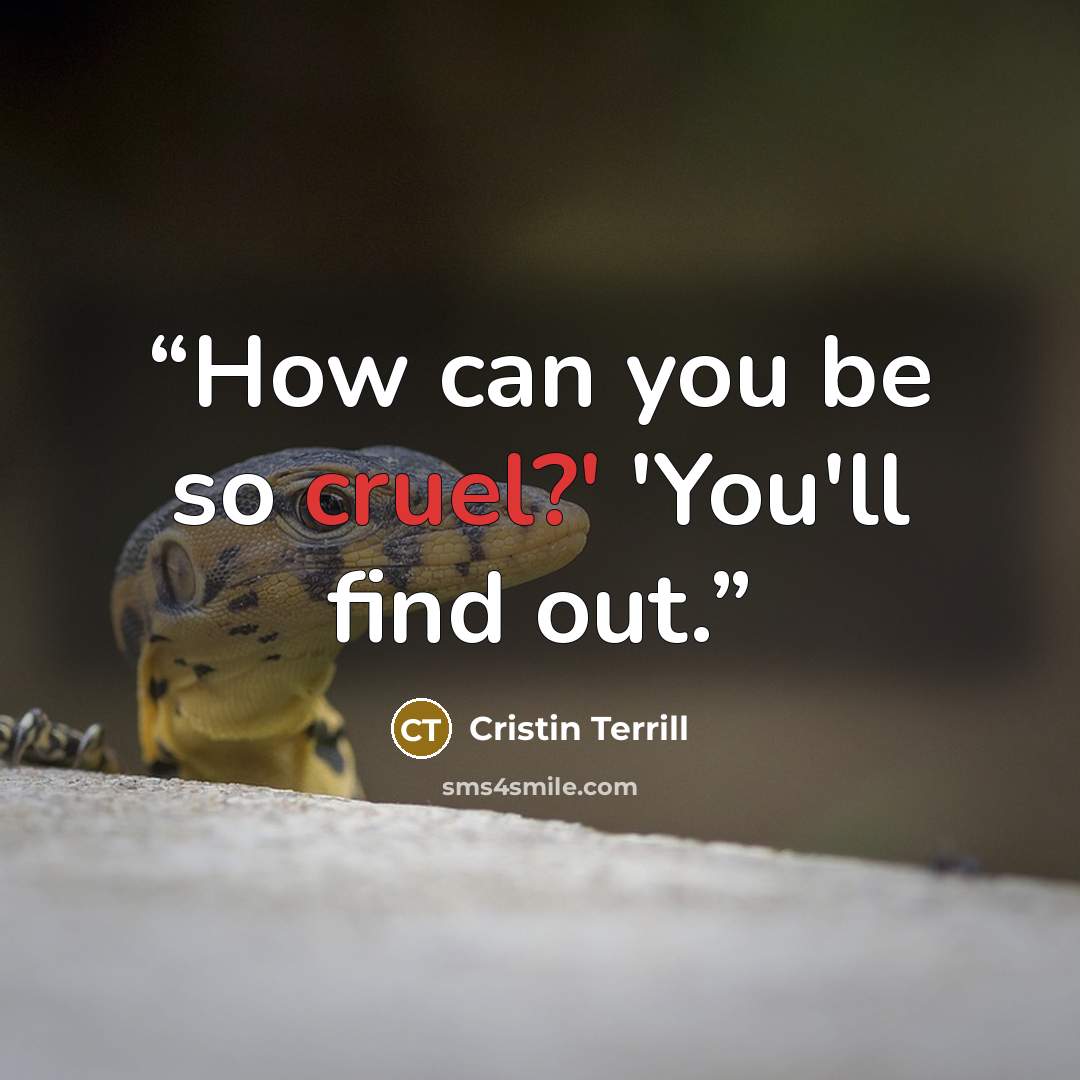“How can you be so cruel?' 'You'll find out.” quote by Cristin Terrill