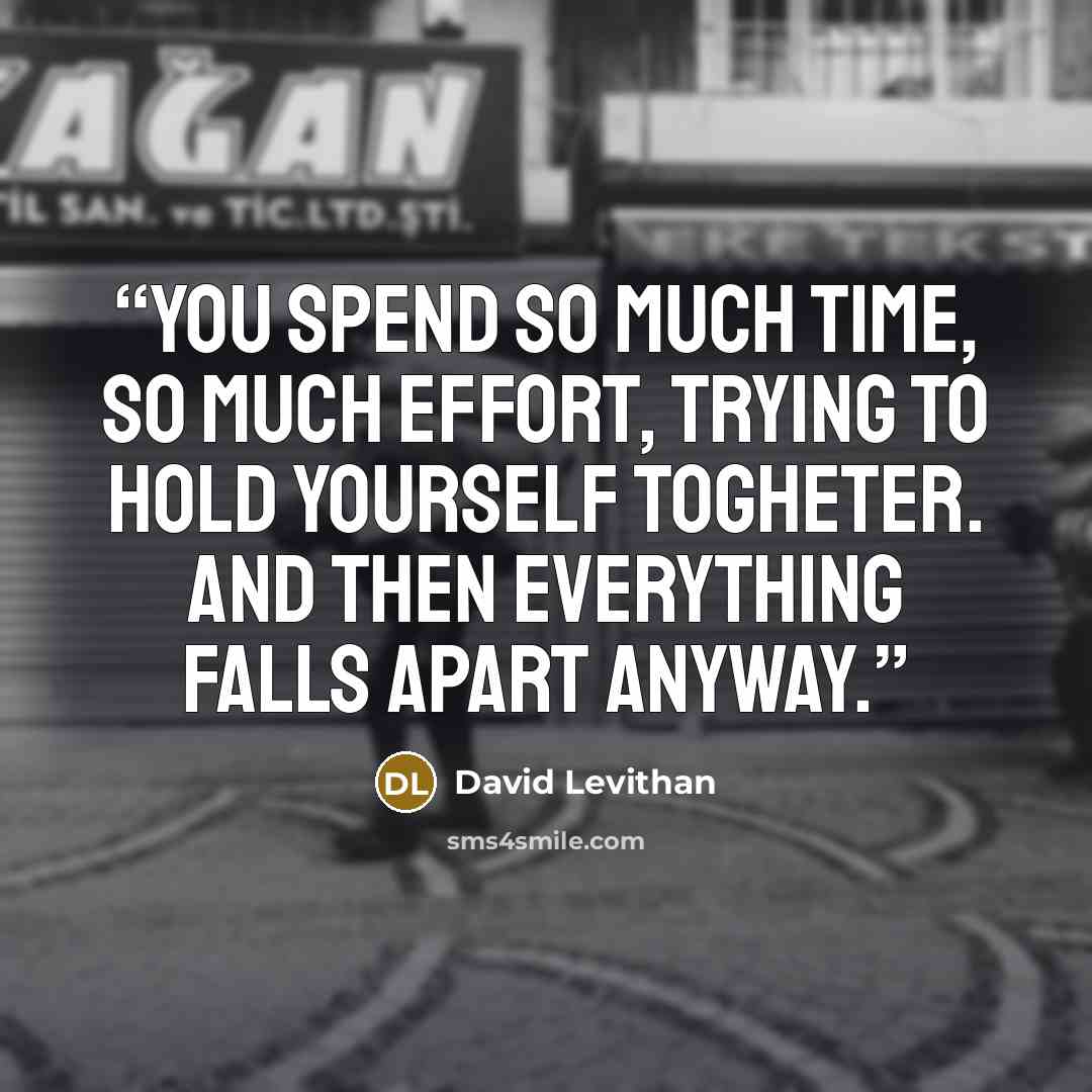 “You spend so much time, so much effort, trying to hold yourself togheter. And then everything falls apart anyway.” quote by David Levithan