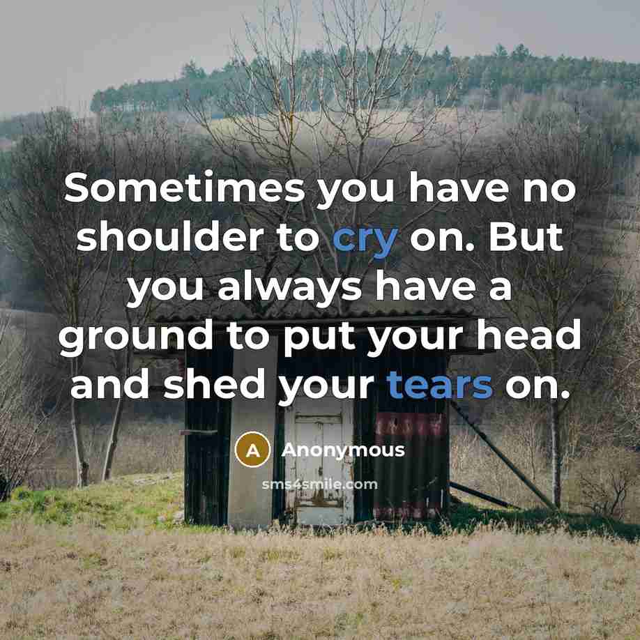 “Sometimes you have no shoulder to cry on. But you always have a ground to put your head and shed your tears on.” quote by Anonymous