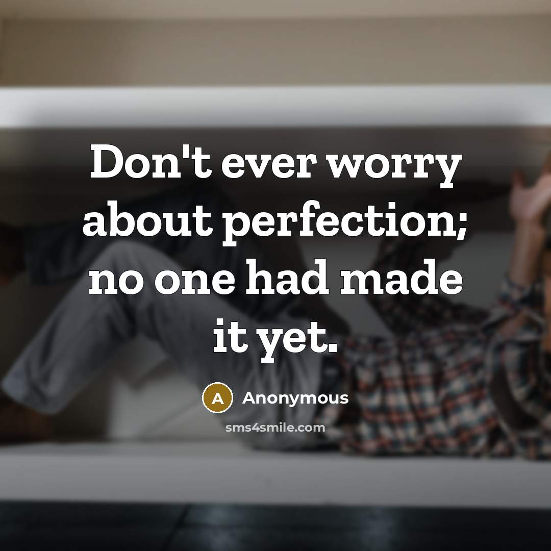 “Don't ever worry about perfection; no one had made it yet.” quote by Anonymous