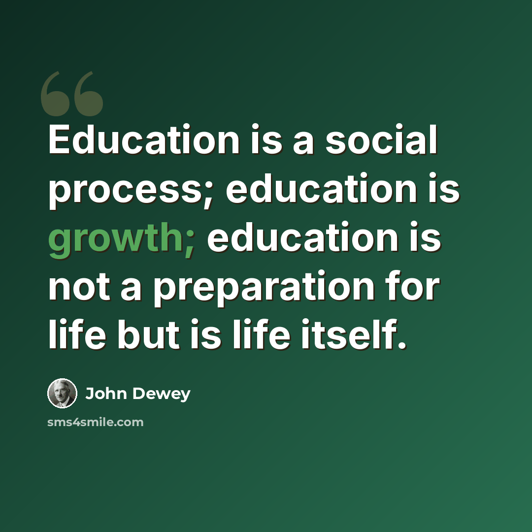 “Education is a social process; education is growth; education is not a preparation for life but is life itself.” quote by John Dewey