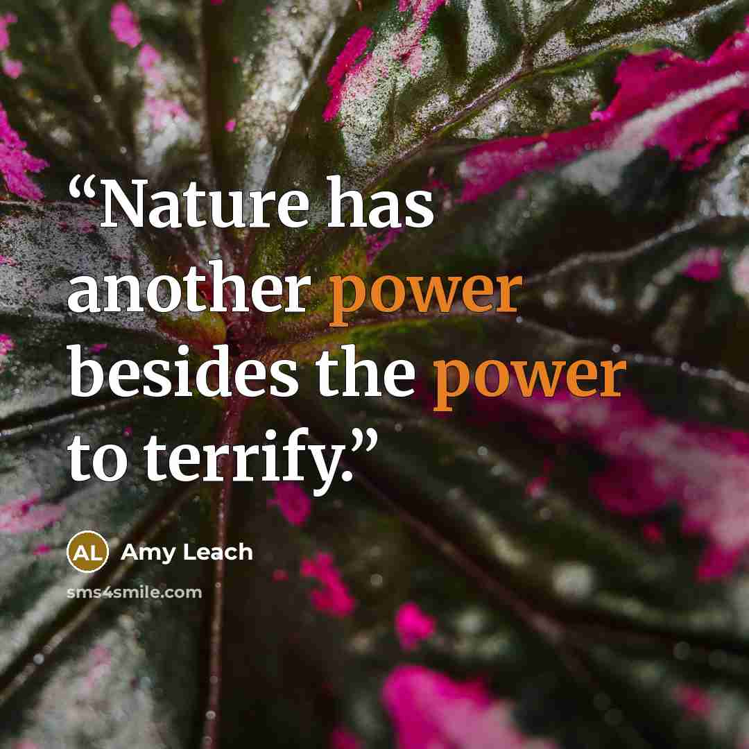 “Nature has another power besides the power to terrify.” quote by Amy Leach
