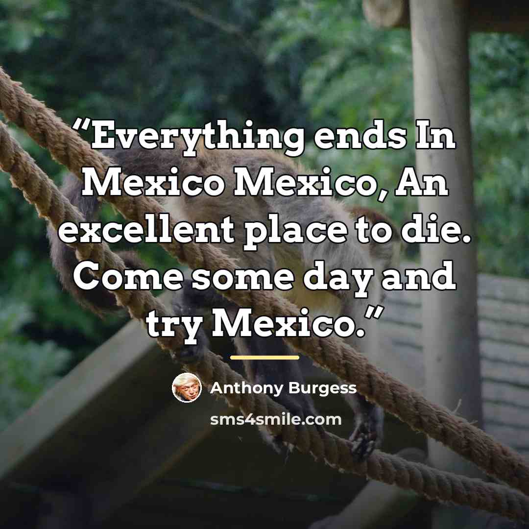 “Everything ends In Mexico Mexico, An excellent place to die. Come some day and try Mexico.” quote by Anthony Burgess