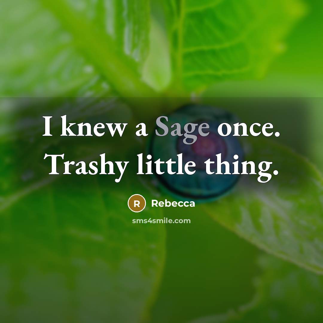 “I knew a Sage once. Trashy little thing.” quote by Rebecca