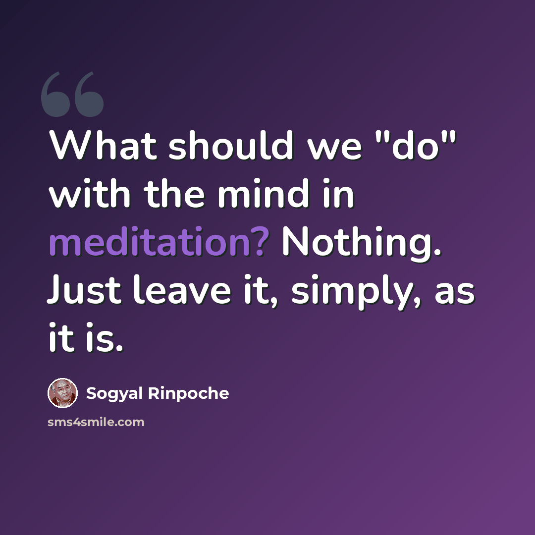 “What should we "do" with the mind in meditation? Nothing. Just leave it, simply, as it is.” quote by Sogyal Rinpoche