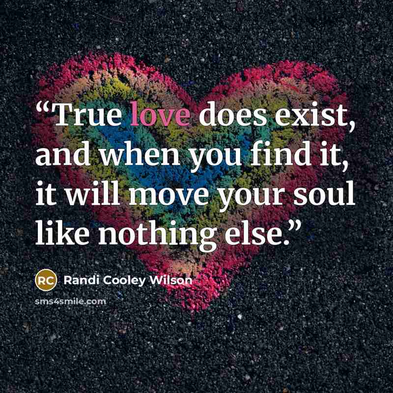 “True love does exist, and when you find it, it will move your soul like nothing else.” quote by Randi Cooley Wilson