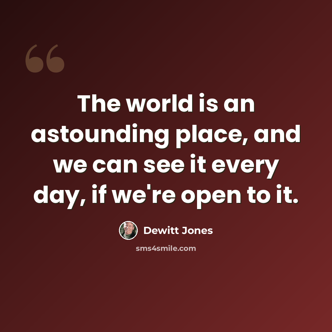 “The world is an astounding place, and we can see it every day, if we're open to it.” quote by Dewitt Jones