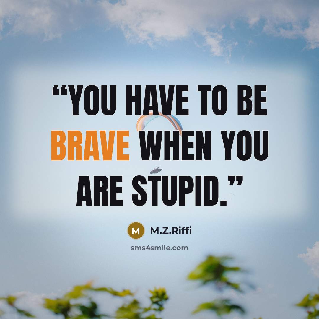 “You have to be brave when you are stupid.” quote by M.Z.Riffi
