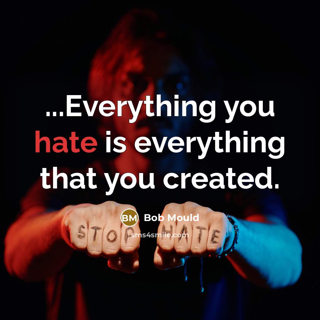 “...Everything you hate is everything that you created.” quote by Bob Mould