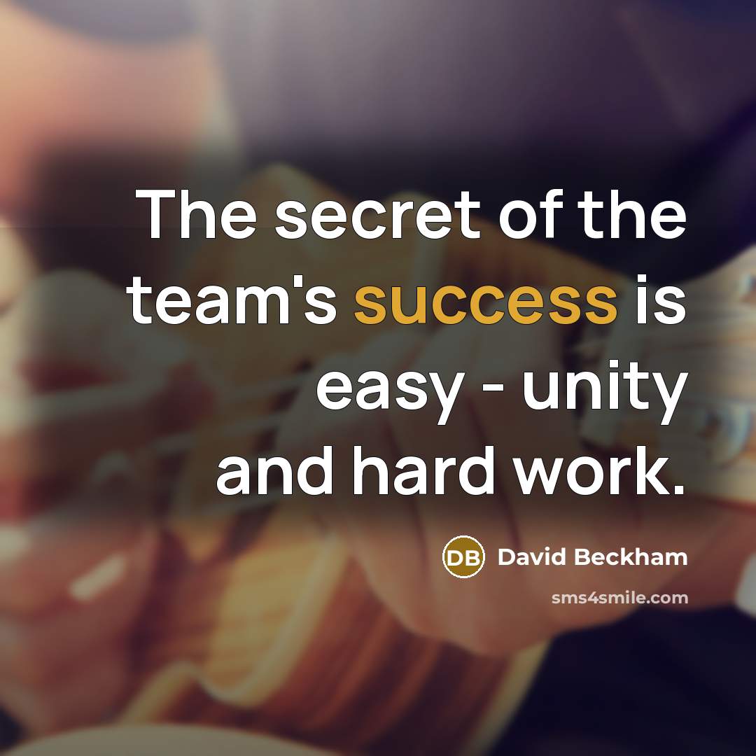 “The secret of the team's success is easy - unity and hard work.” quote by David Beckham