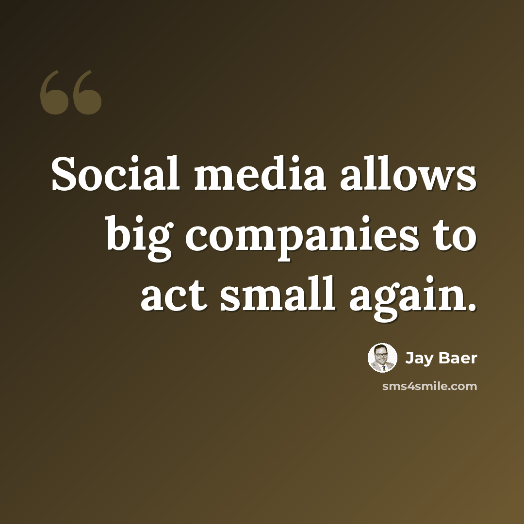 “Social media allows big companies to act small again.” quote by Jay Baer