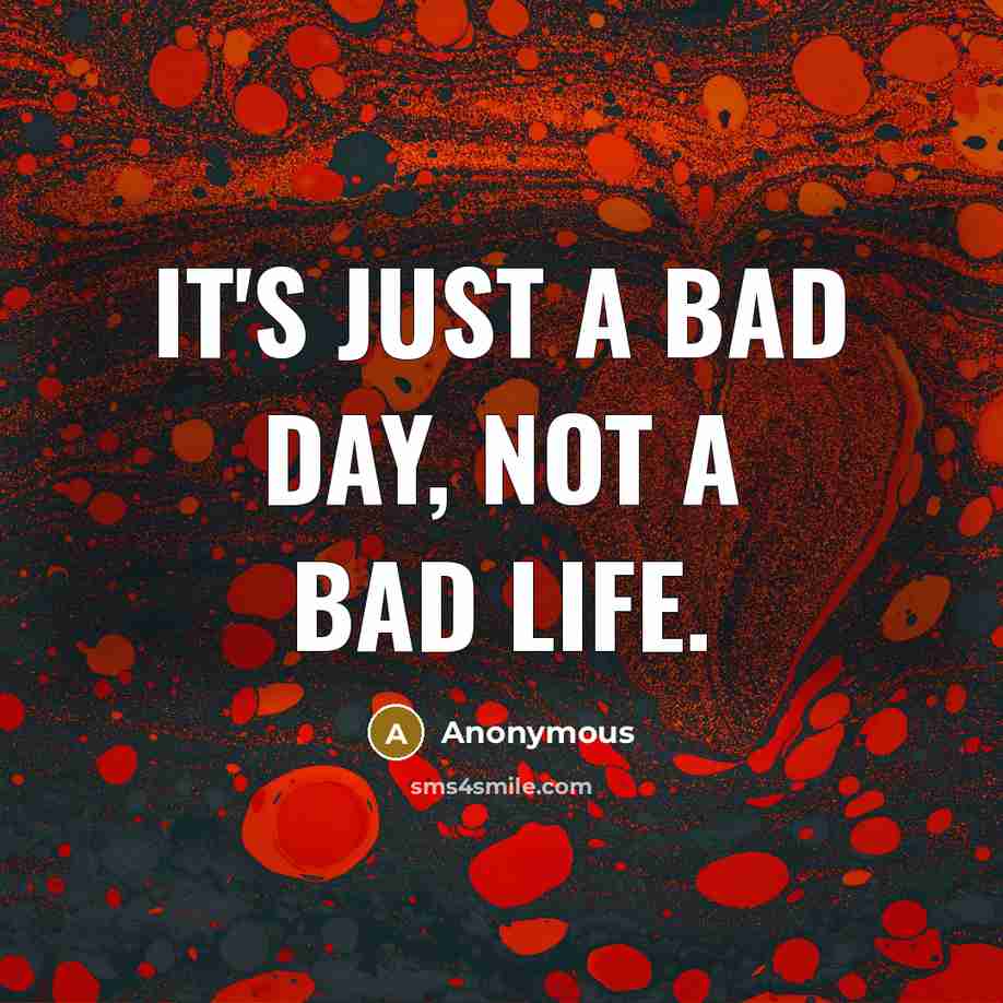 “It's just a bad day, not a bad life.” quote by Anonymous