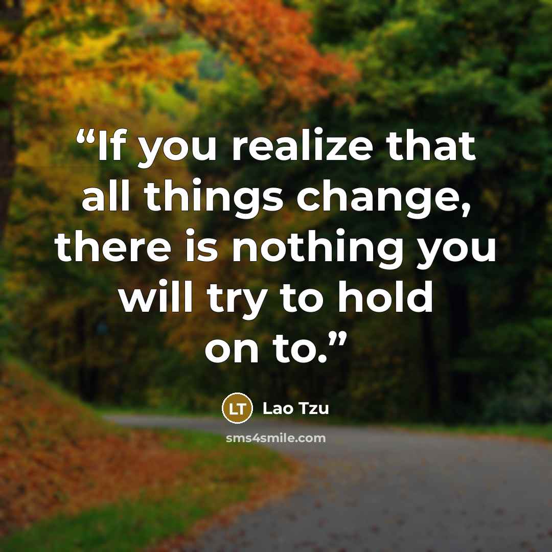 “If you realize that all things change, there is nothing you will try to hold on to.” quote by Lao Tzu