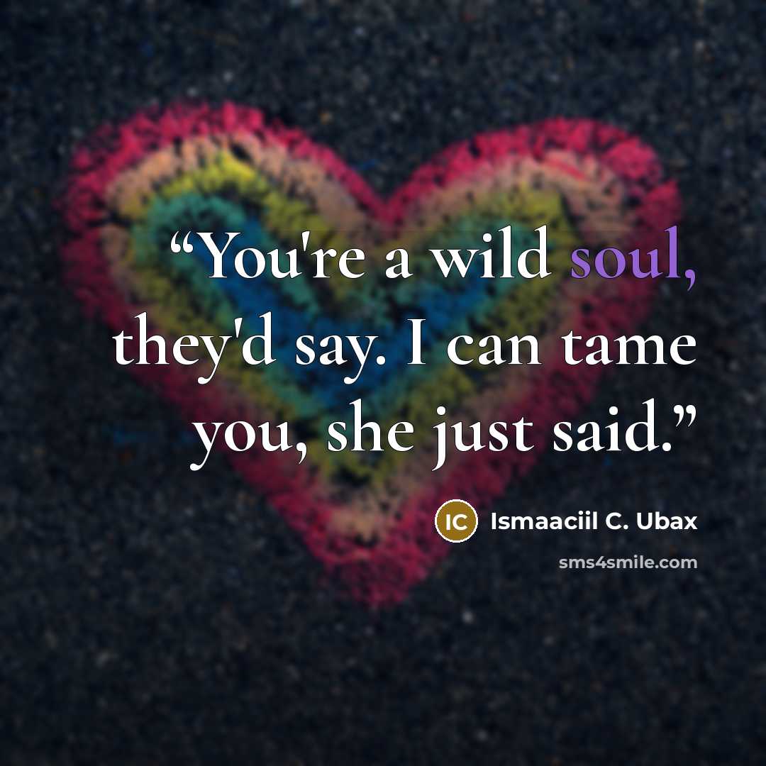 “You're a wild soul, they'd say. I can tame you, she just said.” quote by Ismaaciil C. Ubax