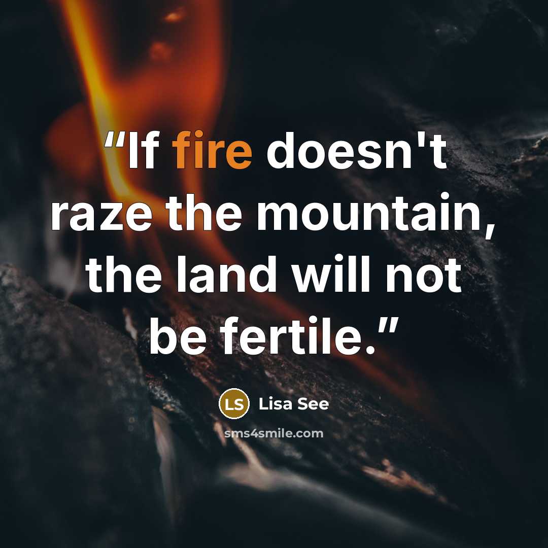 “If fire doesn't raze the mountain, the land will not be fertile.” quote by Lisa See