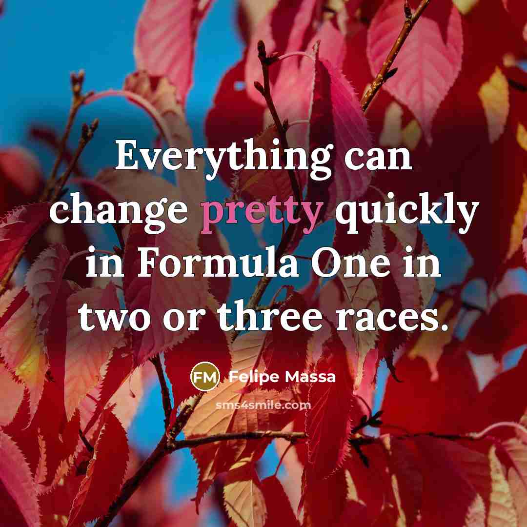 “Everything can change pretty quickly in Formula One in two or three races.” quote by Felipe Massa