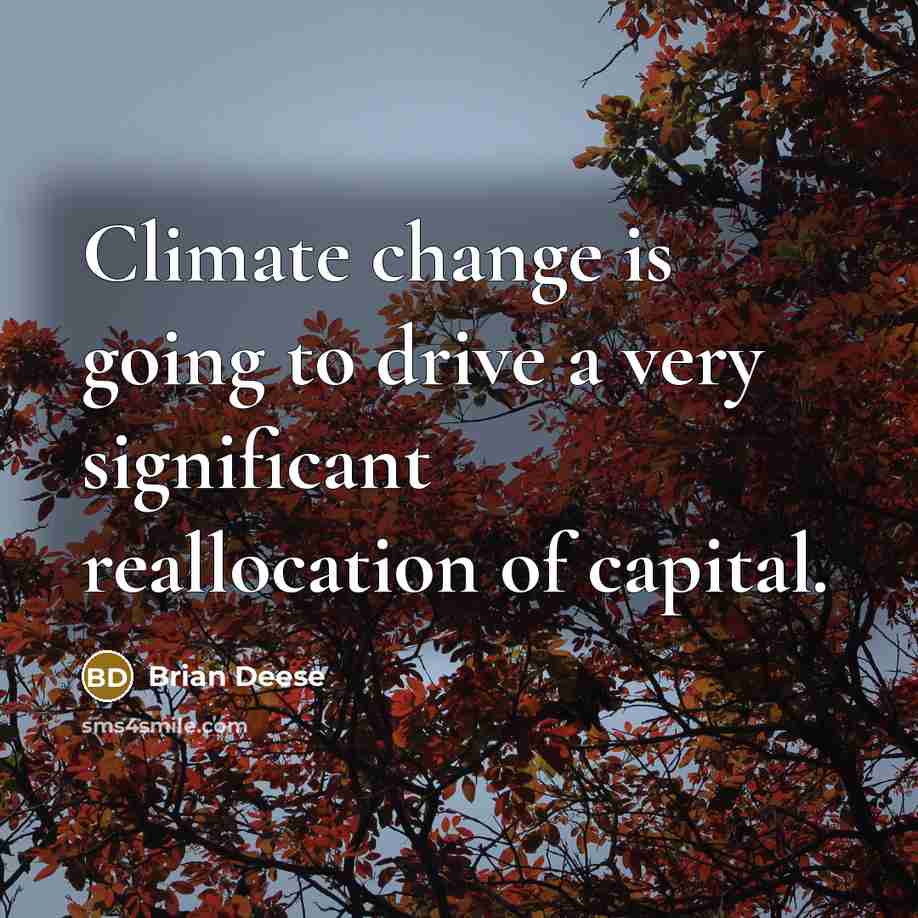“Climate change is going to drive a very significant reallocation of capital.” quote by Brian Deese
