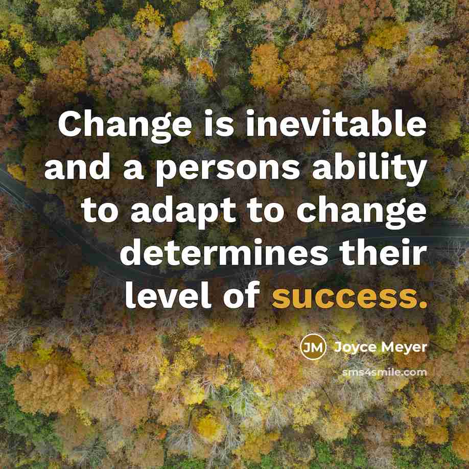 “Change is inevitable and a persons ability to adapt to change determines their level of success.” quote by Joyce Meyer