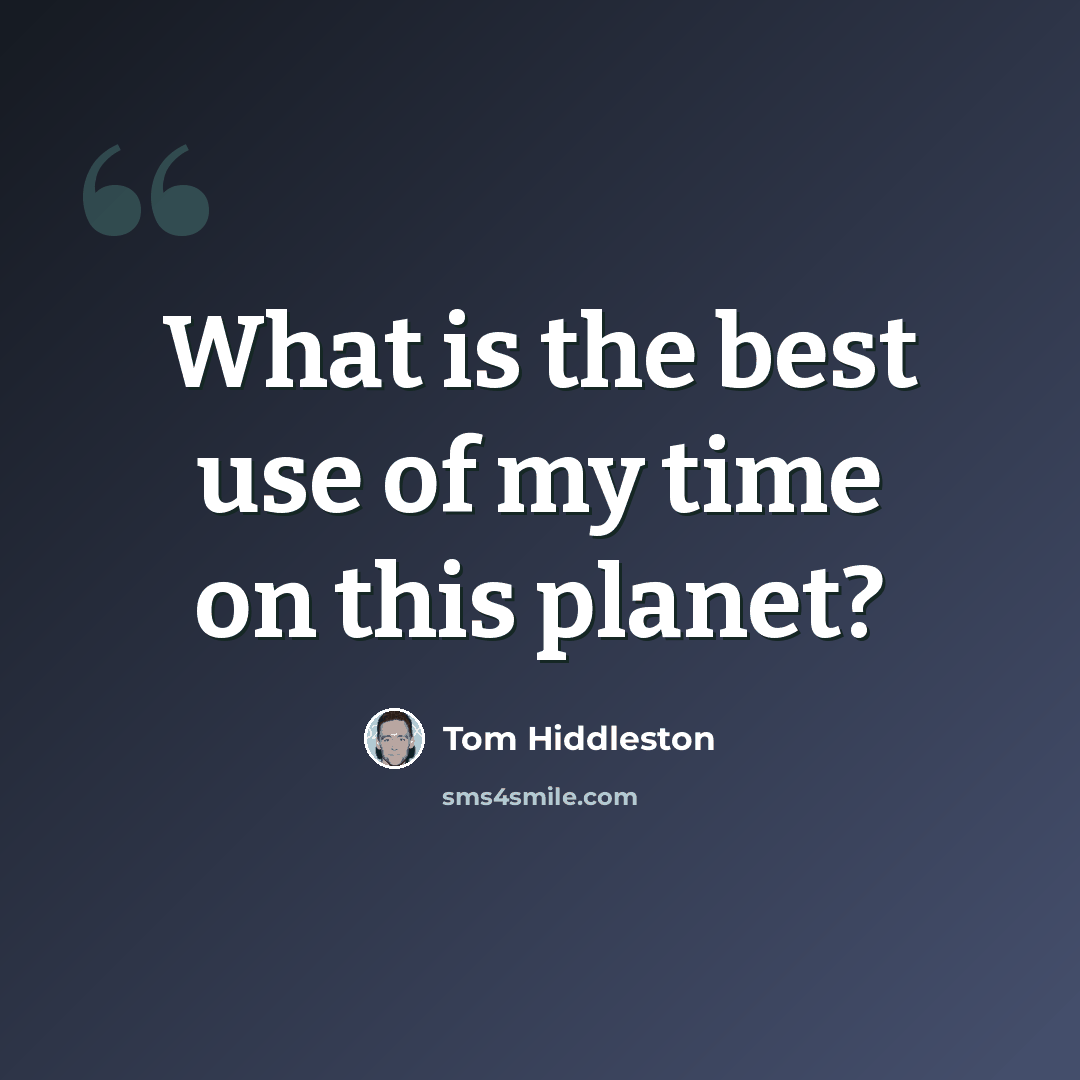 “What is the best use of my time on this planet?” quote by Tom Hiddleston