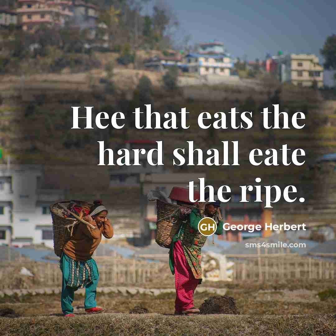 “Hee that eats the hard shall eate the ripe.” quote by George Herbert