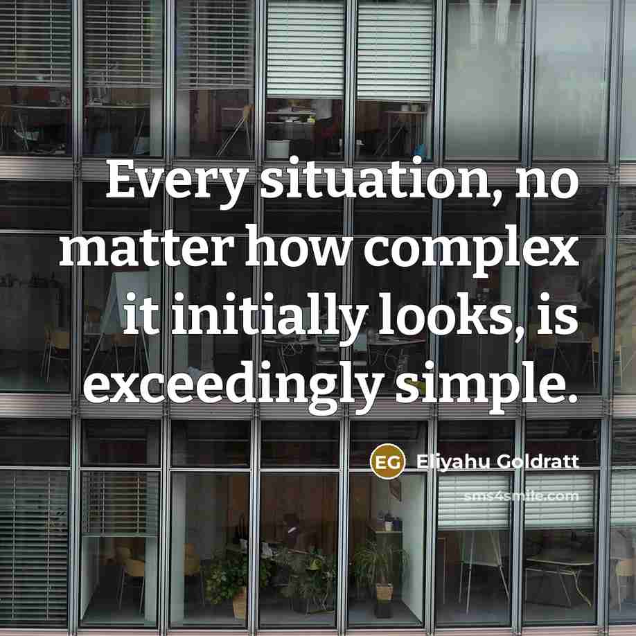 “Every situation, no matter how complex it initially looks, is exceedingly simple.” quote by Eliyahu Goldratt