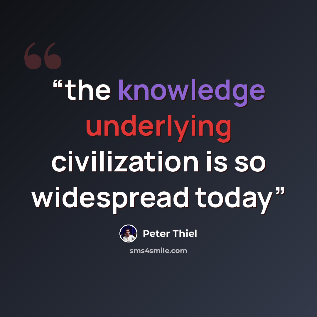 “the knowledge underlying civilization is so widespread today” quote by Peter Thiel