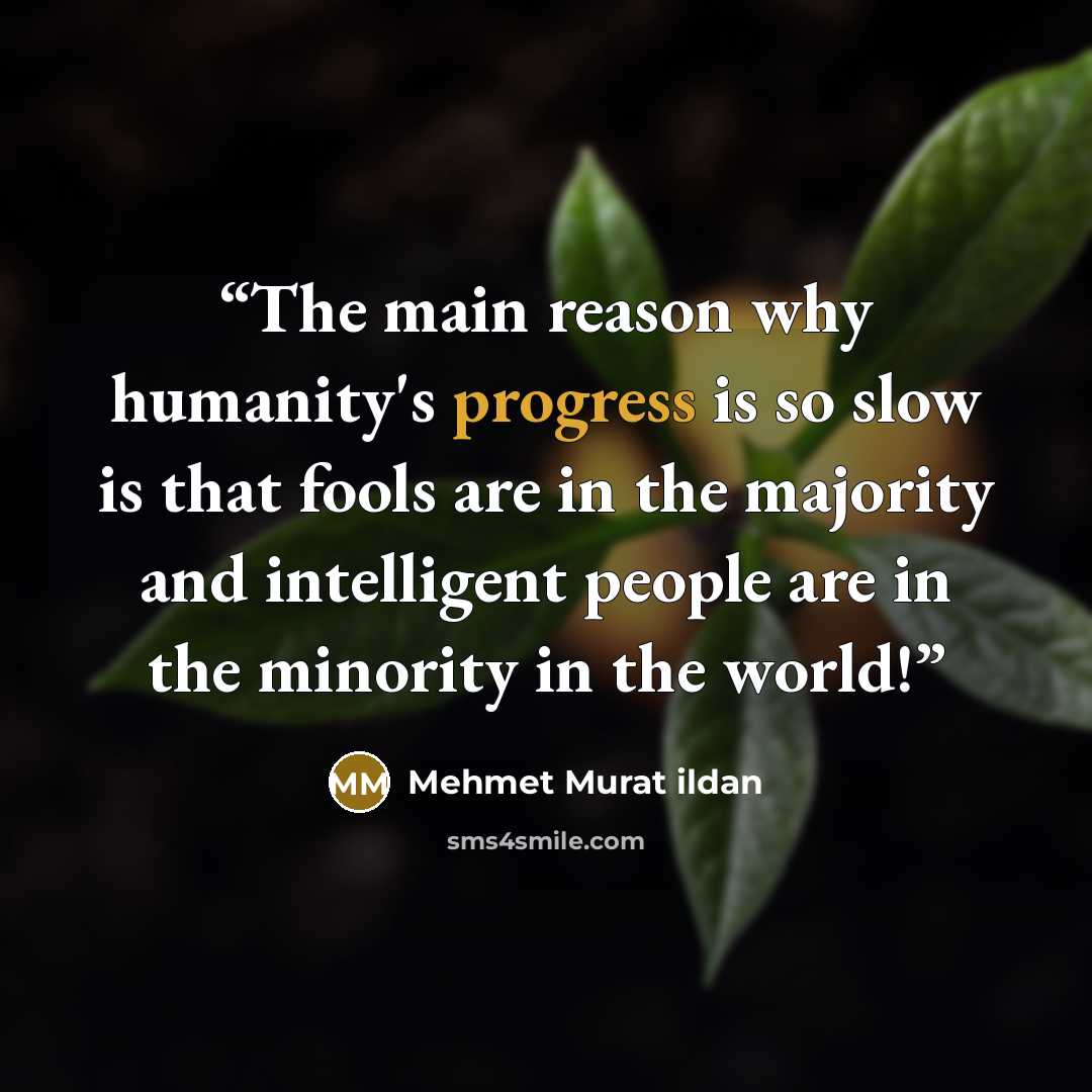 “The main reason why humanity's progress is so slow is that fools are in the majority and intelligent people are in the minority in the world!” quote by Mehmet Murat ildan