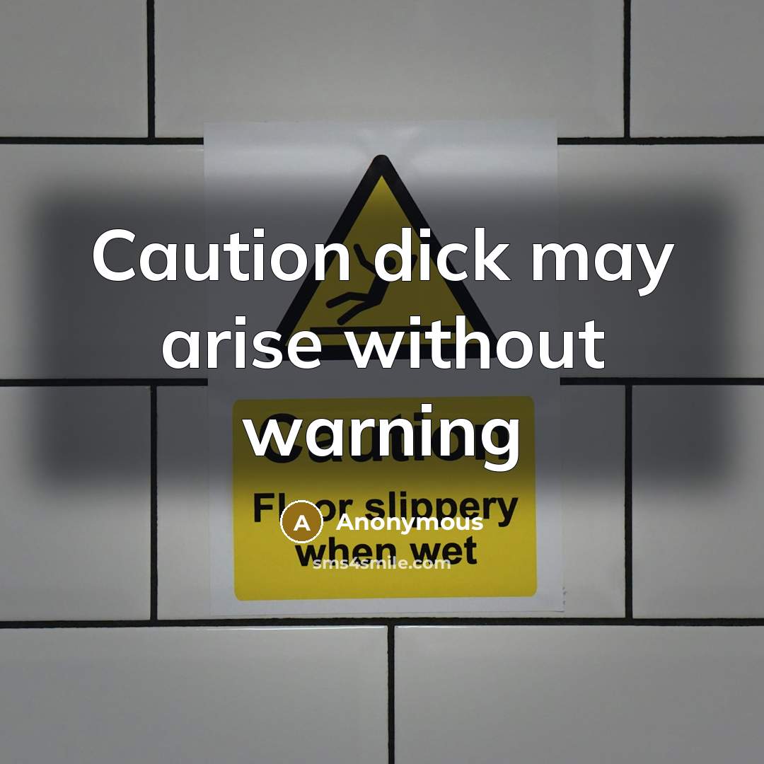 “Caution dick may arise without warning” quote by Anonymous
