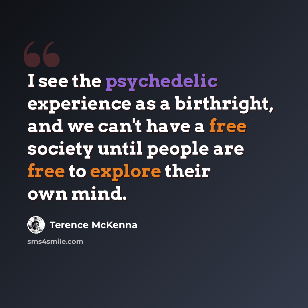 “I see the psychedelic experience as a birthright, and we can't have a free society until people are free to explore their own mind.” quote by Terence McKenna