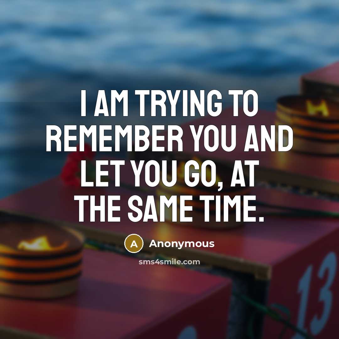 “I am trying to remember you and let you go, at the same time.” quote by Anonymous