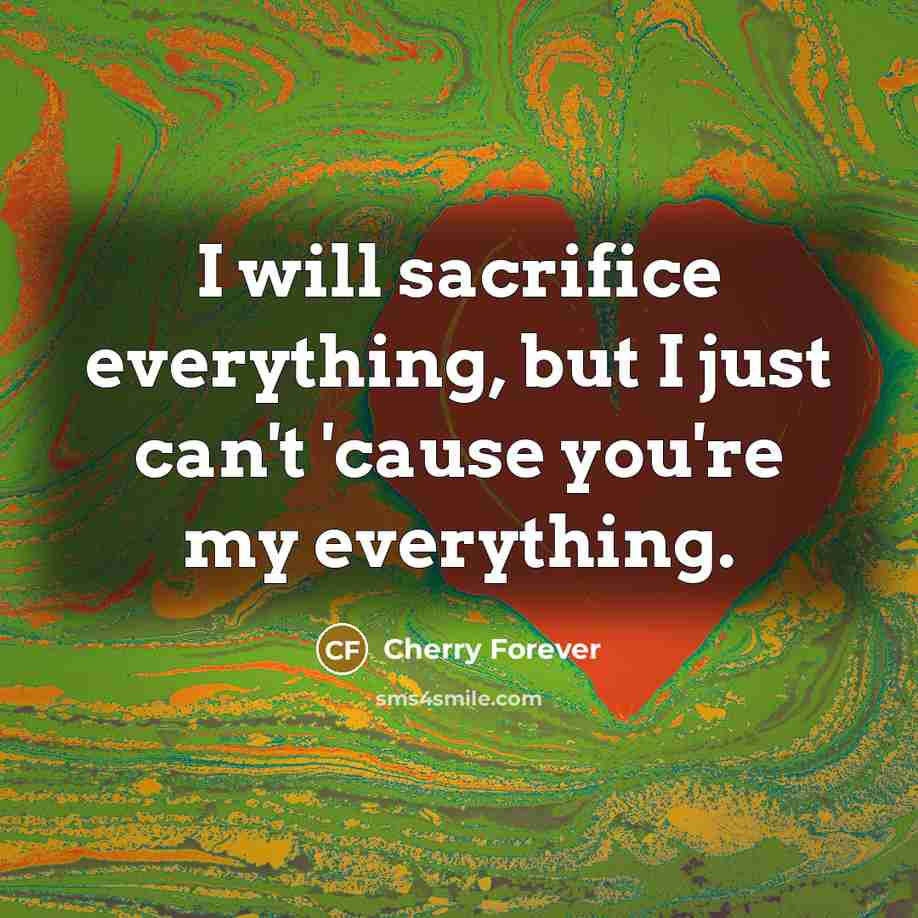 “I will sacrifice everything, but I just can't 'cause you're my everything.” quote by Cherry Forever