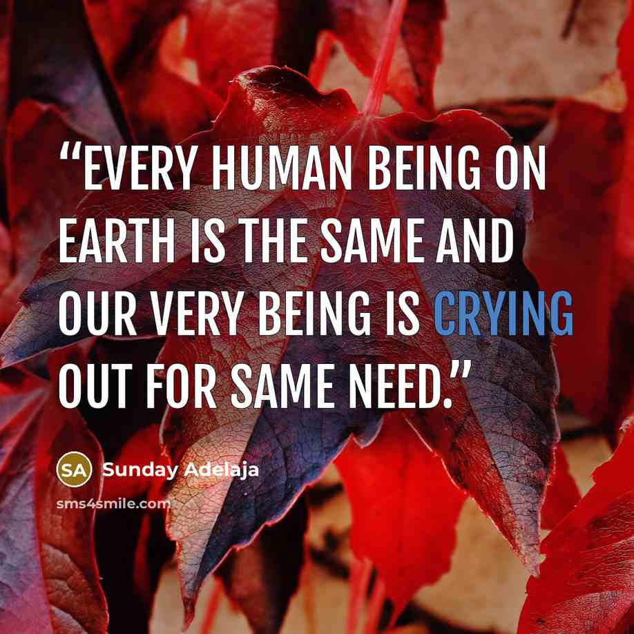 “Every human being on earth is the same and our very being is crying out for same need.” quote by Sunday Adelaja