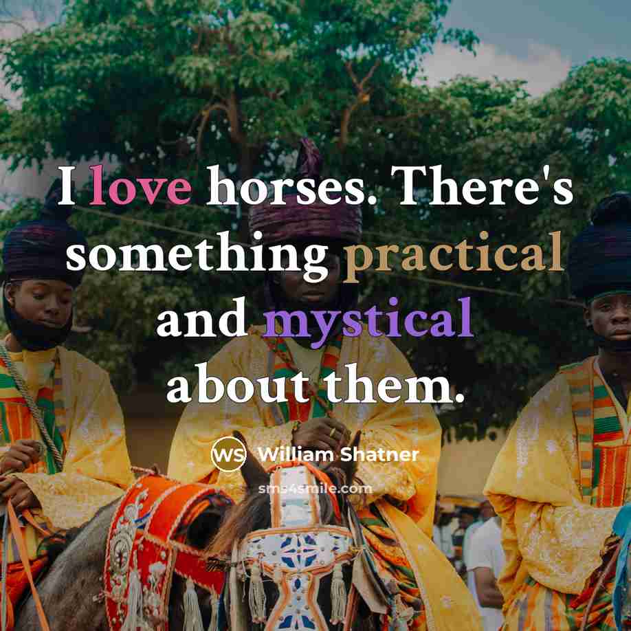 “I love horses. There's something practical and mystical about them.” quote by William Shatner