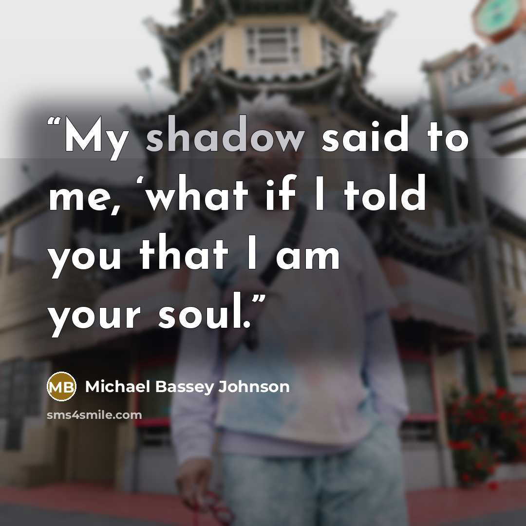 “My shadow said to me, ‘what if I told you that I am your soul.” quote by Michael Bassey Johnson