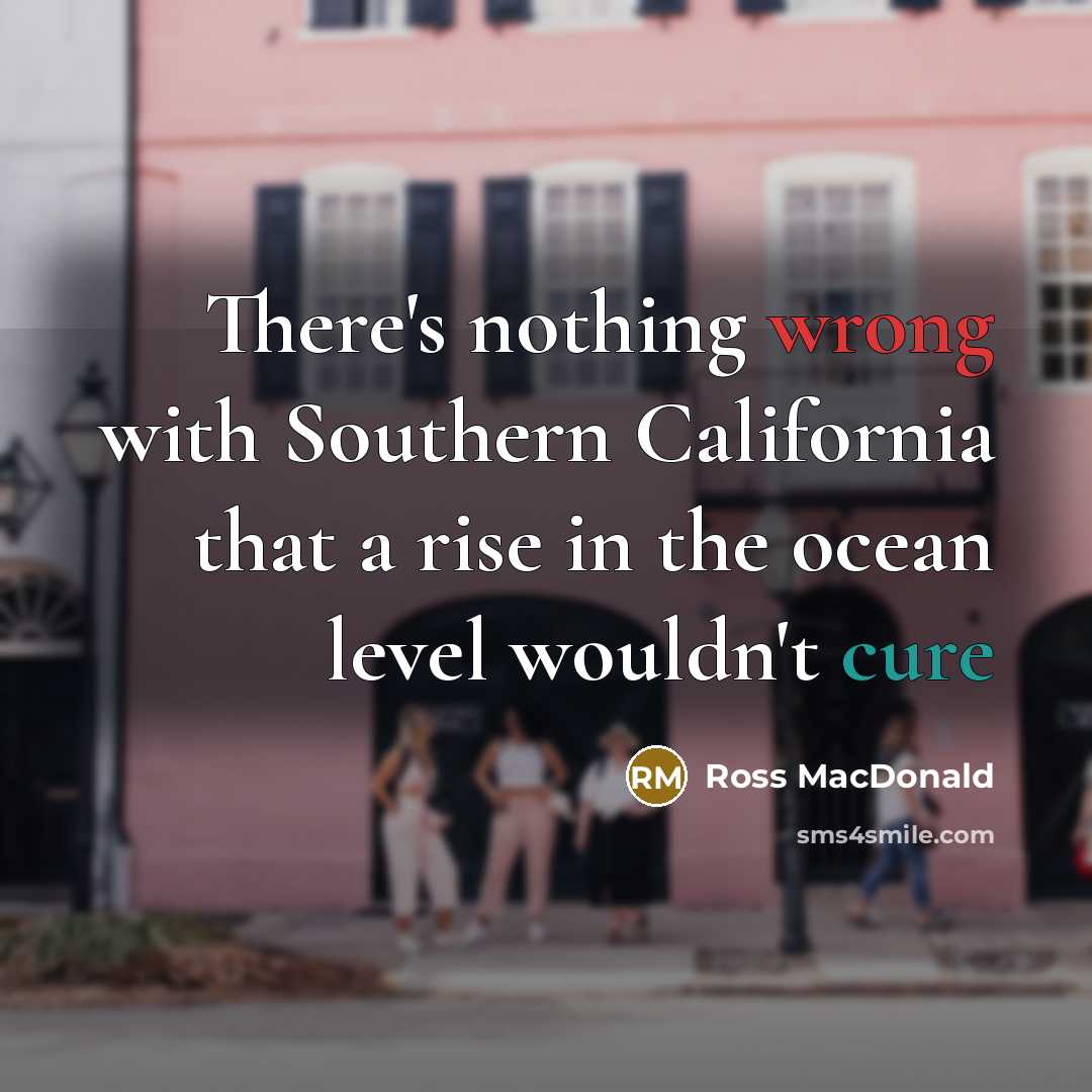 “There's nothing wrong with Southern California that a rise in the ocean level wouldn't cure” quote by Ross MacDonald