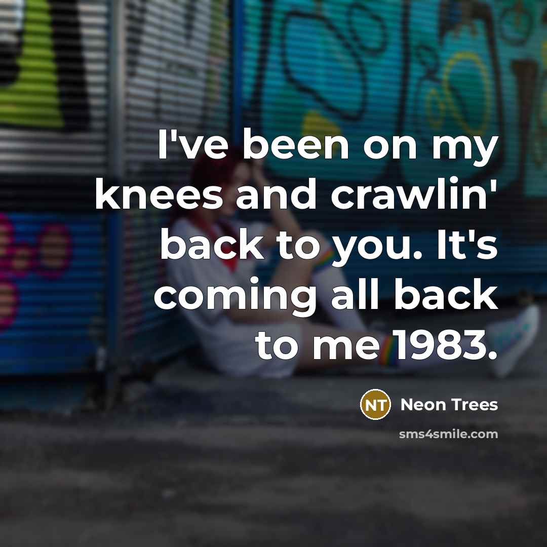 “I've been on my knees and crawlin' back to you. It's coming all back to me 1983.” quote by Neon Trees