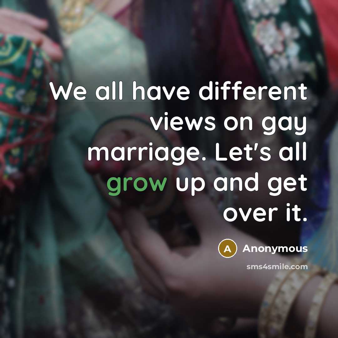 “We all have different views on gay marriage. Let's all grow up and get over it.” quote by Anonymous