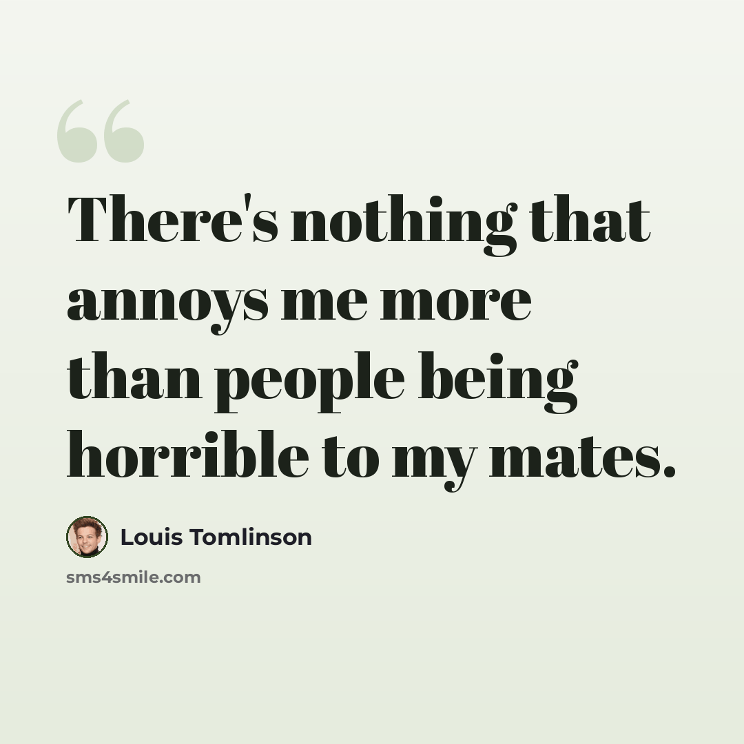 “There's nothing that annoys me more than people being horrible to my mates.” quote by Louis Tomlinson