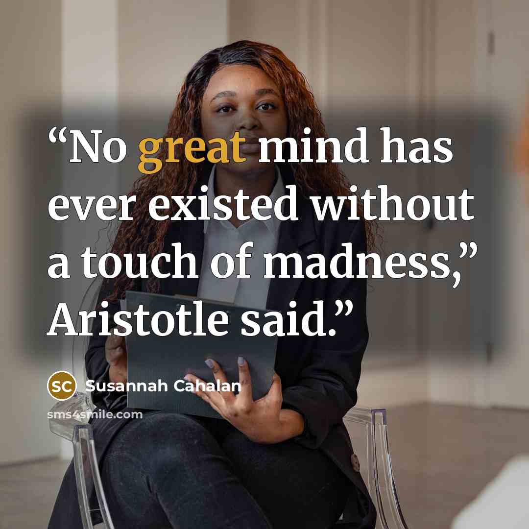 “No great mind has ever existed without a touch of madness,” Aristotle said.” quote by Susannah Cahalan