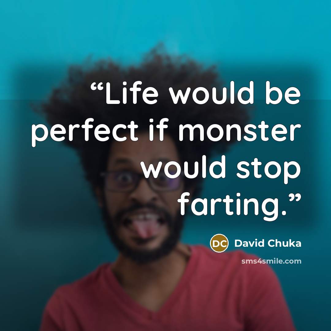 “Life would be perfect if monster would stop farting.” quote by David Chuka