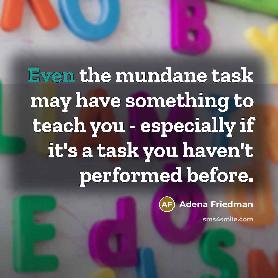 “Even the mundane task may have something to teach you - especially if it's a task you haven't performed before.” quote by Adena Friedman