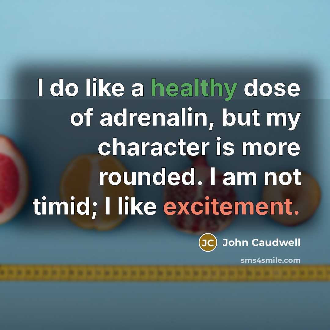 “I do like a healthy dose of adrenalin, but my character is more rounded. I am not timid; I like excitement.” quote by John Caudwell