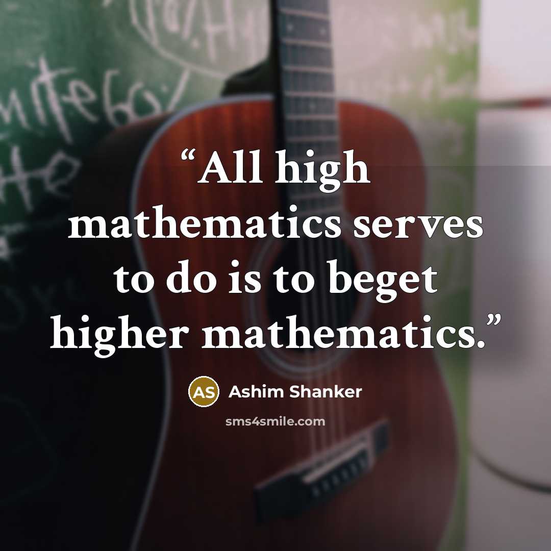 “All high mathematics serves to do is to beget higher mathematics.” quote by Ashim Shanker